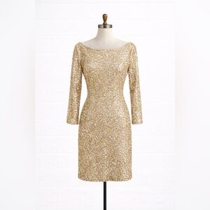 Banana U.S.A. – Sequin Scoop Neck Dress – Gold – Sz. M